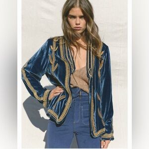 Golden Brown the Label Sugarman Velvet Jacket Sz XS/S